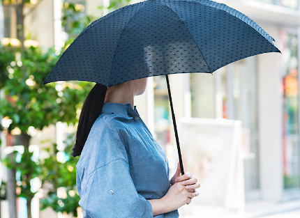 日傘をさして紫外線対策をする女性